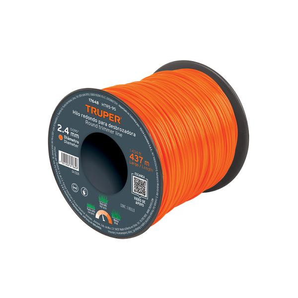 Hilo Redondo para Desbrozadora Truper, 2.4 mm x 437 m