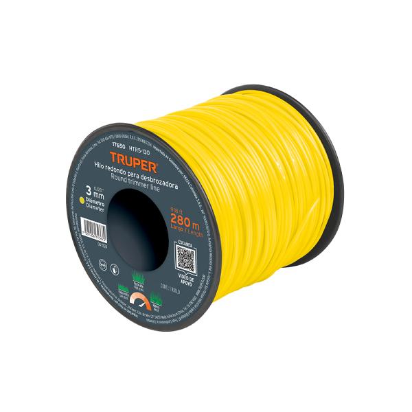 Hilo Redondo para Desbrozadora Truper, 3mm x 280m, Carrete de Alta Resistencia