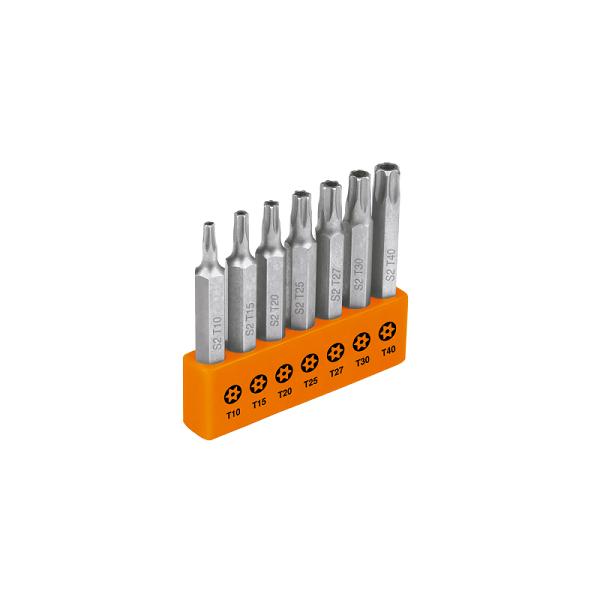 Juego de 7 Puntas Torx con Seguro Expert, Acero S2, 2 Pulgadas