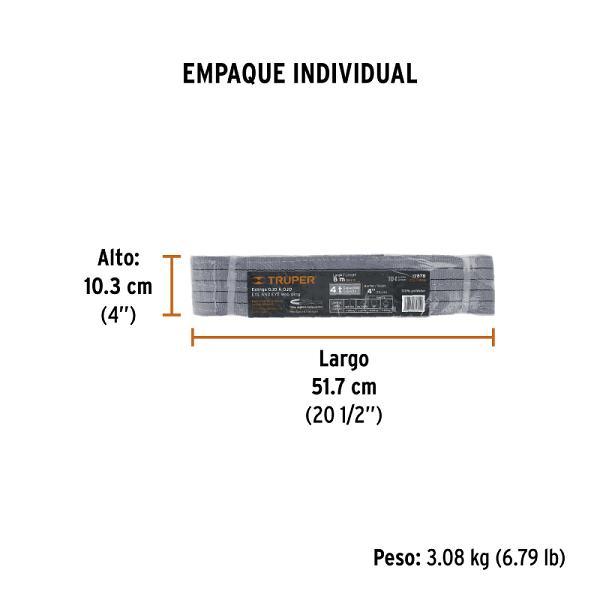 Eslinga de Poliéster Ojo a Ojo Truper, 4" x 8 m - Capacidad 4 Toneladas