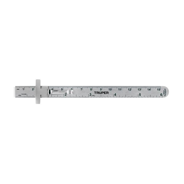 Regla 15 cm de acero inoxidable de bolsillo, TRUPER