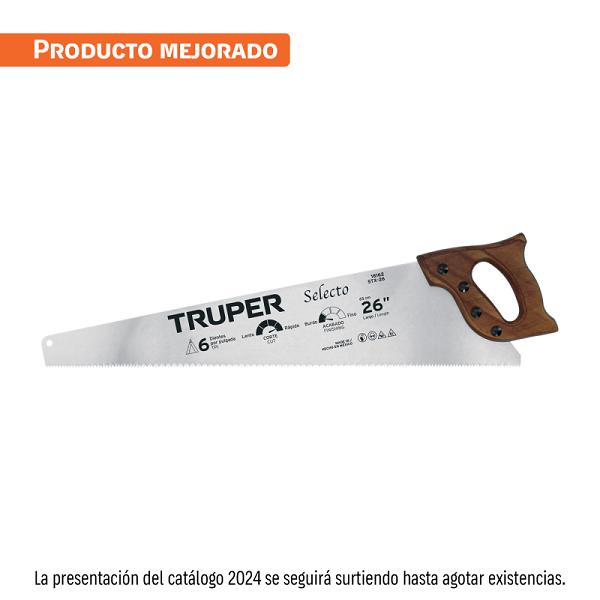 Serrucho Profesional Truper Selecto de 26 Pulgadas, 6 DPP