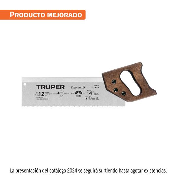 Serrucho de Costilla Truper Diamante de 14 Pulgadas, 12 DPP