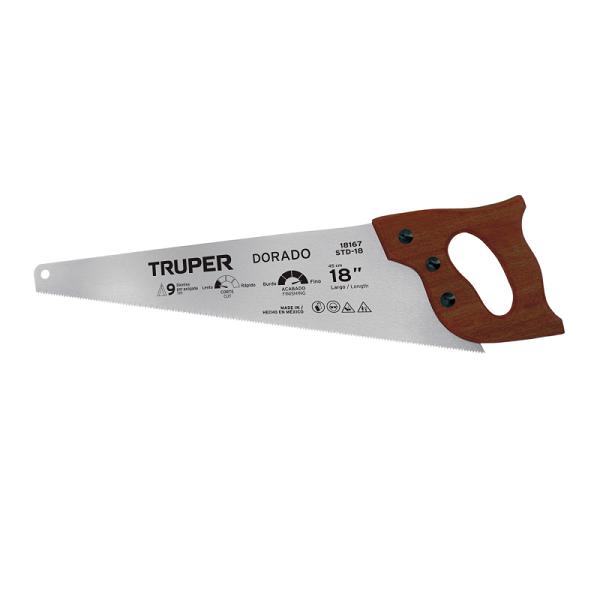 Serrucho Profesional Dorado Truper de 18 Pulgadas, 9 DPP