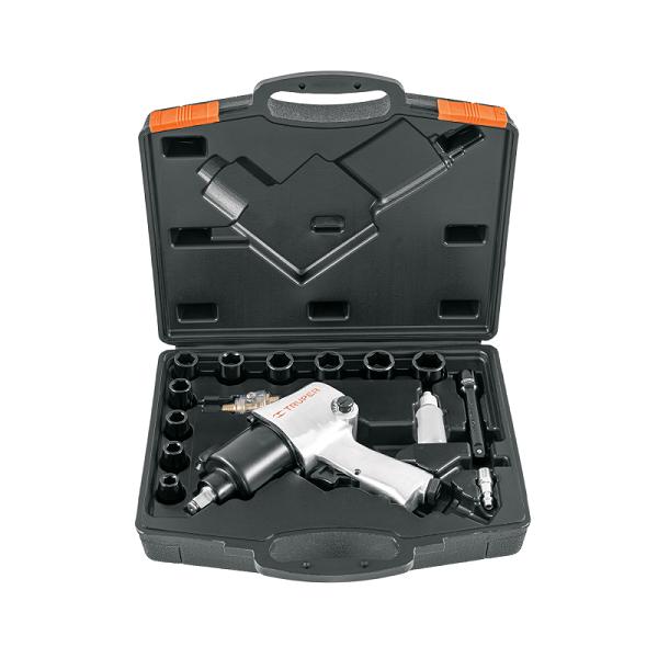 Kit de Llave de Impacto Neumática de 1/2" con Dados y Estuche