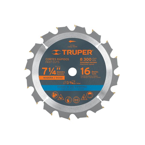 Disco de Sierra para Madera de 7-1/4" con 16 Dientes y Centro de 5/8"