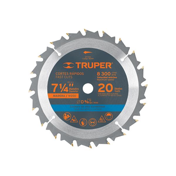 Disco de Sierra para Madera de 7-1/4" con 20 Dientes, Centro 5/8"