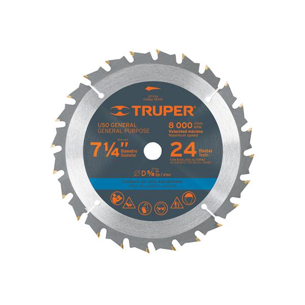 Disco de Sierra Circular para Madera de 7-1/4 Pulgadas y 24 Dientes