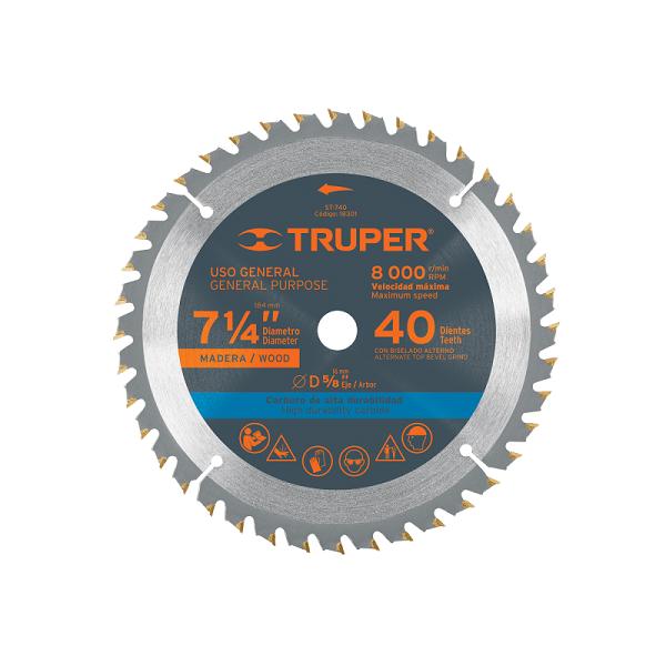 Disco de Sierra Circular para Madera 7-1/4" con 40 Dientes y Centro de 5/8"