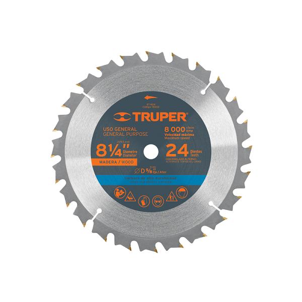 Disco de Sierra Circular para Madera 8-1/4" con 24 Dientes y Eje 5/8"