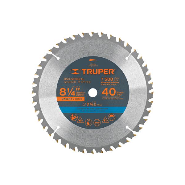 Disco de Sierra Circular para Madera de 8-1/4" (209 mm), 40 Dientes, Eje 5/8"