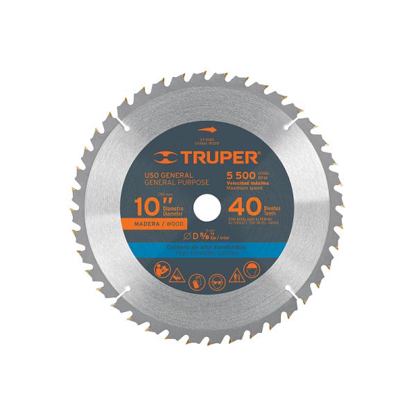 Disco de Sierra para Madera Truper 10" (40 Dientes, Eje 5/8")