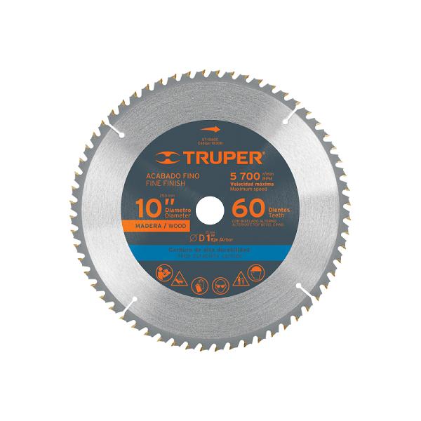 Disco de Sierra de 10" para Madera, 60 Dientes y Eje de 1", Truper