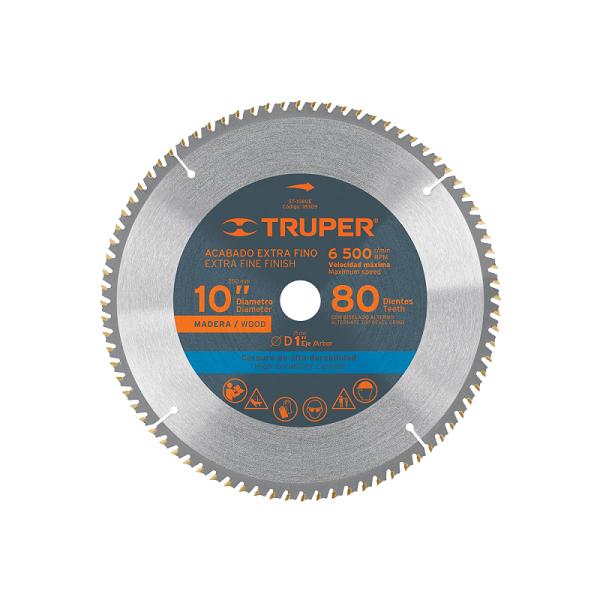Disco de Sierra para Madera Truper de 10 Pulgadas, 80 Dientes, Eje de 1 Pulgada