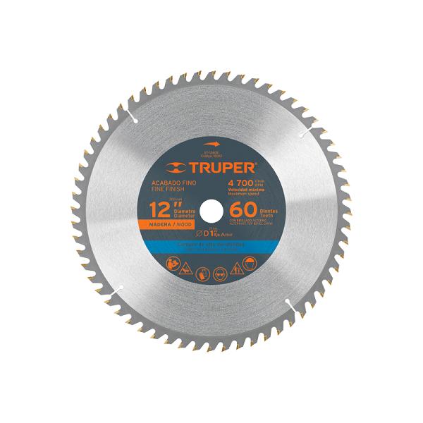 Disco de Sierra para Madera 12" con 60 Dientes y Centro de 1", Truper