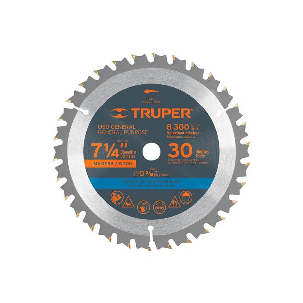Disco de Sierra Circular para Madera 7-1/4" de 30 Dientes, Centro 5/8"
