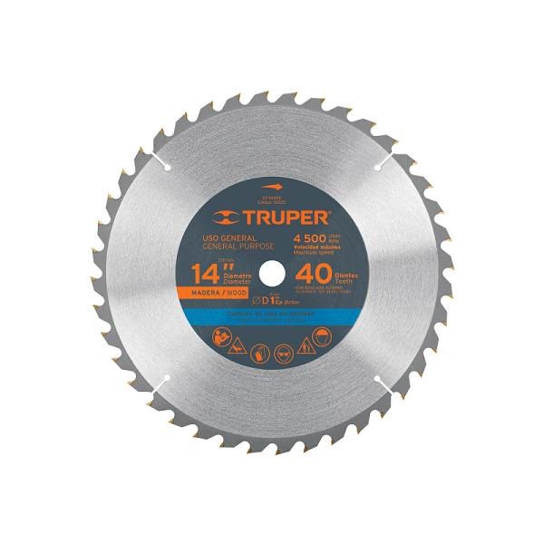 Disco de Sierra para Madera Truper de 14" con 40 Dientes (Eje de 1")
