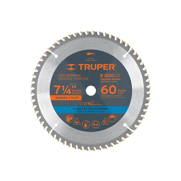 Disco de Sierra para Madera de 7-1/4" con 60 Dientes y Centro de 5/8"