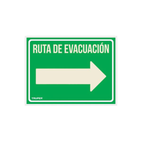Letrero de Señalización 'Ruta de Evacuación Derecha' Fotoluminiscente, 21 x 28 cm