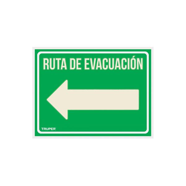 Letrero de Señalización de Ruta de Evacuación Izquierda Fotoluminiscente, 21 x 28 cm