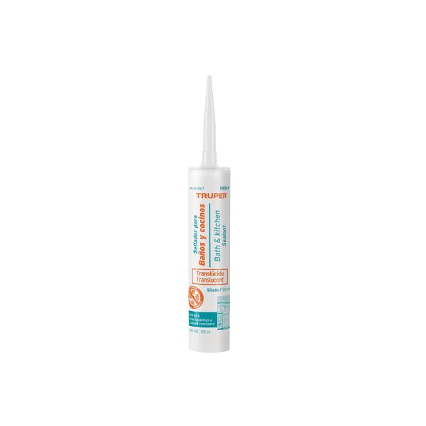 Sellador de Silicona Translúcido Truper para Baños y Cocinas, 280 ml