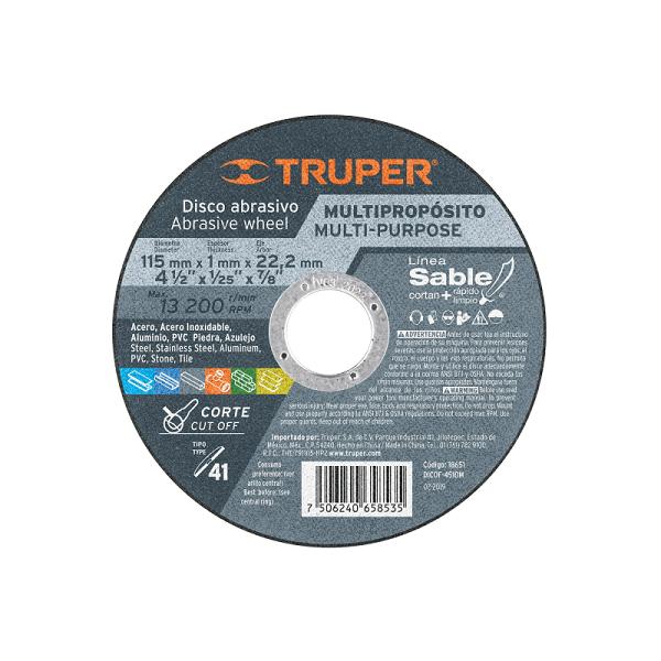Disco Abrasivo de Corte Multimaterial Truper 4-1/2" x 1 mm