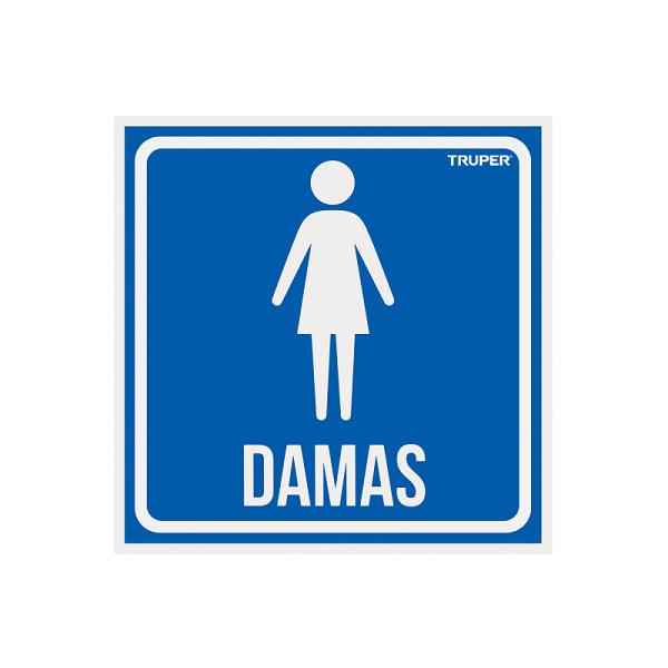Letrero de Señalización para Baño de Damas Truper, 19 x 19 cm