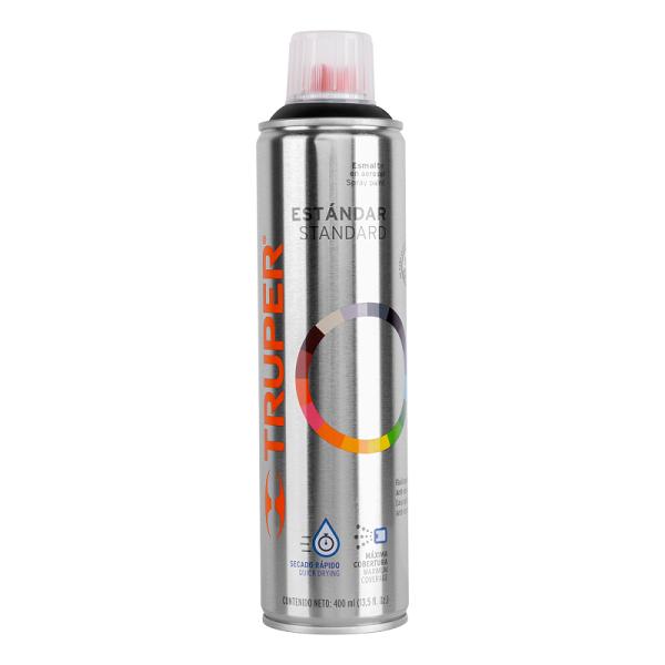 Pintura en Aerosol Negro Satín, Bote Esbelto (400 ml)