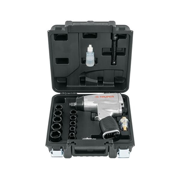 Kit de Llave de Impacto Neumática de 1/2" con Estuche y 10 Dados