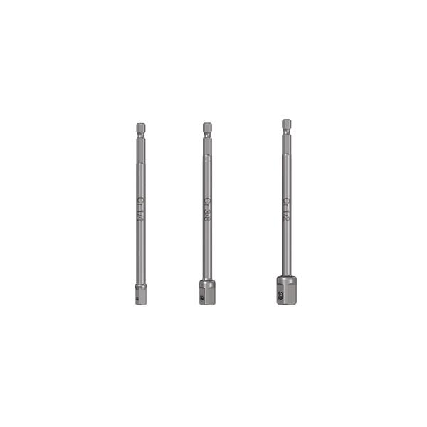 Juego de 3 Adaptadores Largos para Dados (1/4", 3/8" y 1/2")
