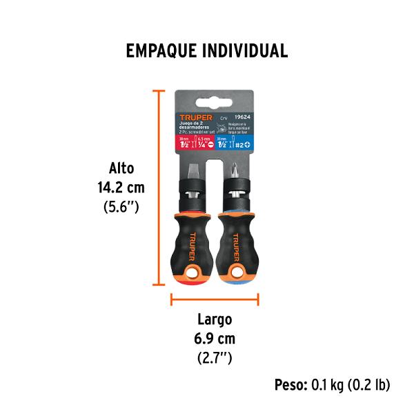 Juego de Desarmadores Truper de 1/4' x 1-1/2' Comfort Grip, 2 Piezas
