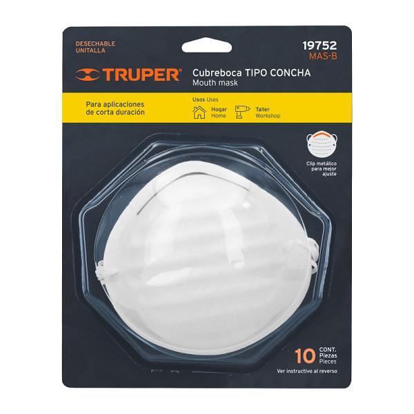 Cubrebocas para Polvos Tipo Concha Truper (Blíster con 10 Piezas)