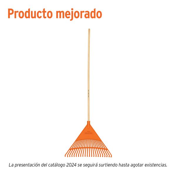 Escoba Plástica Rígida para Jardín con Mango de Madera, 22 Dientes