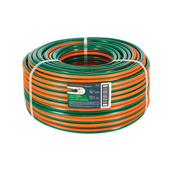 Manguera Reforzada Truper de 1/2" de 3 Capas, Rollo de 100 m
