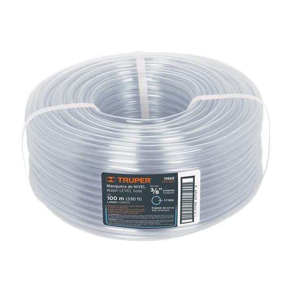 Manguera de Nivel de PVC Transparente 3/8' (Rollo de 100 m) - Truper