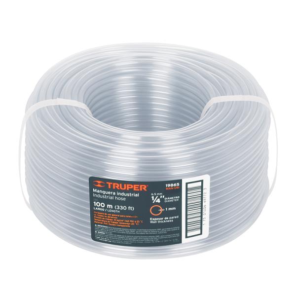 Manguera Industrial de PVC Transparente de 1/4", Rollo de 100 m - Truper
