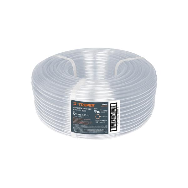 Manguera Industrial de PVC Transparente Truper de 5/16" (Rollo de 100 m)