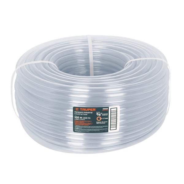 Manguera Industrial de PVC Transparente 5/8' en Rollo de 100 m, Truper