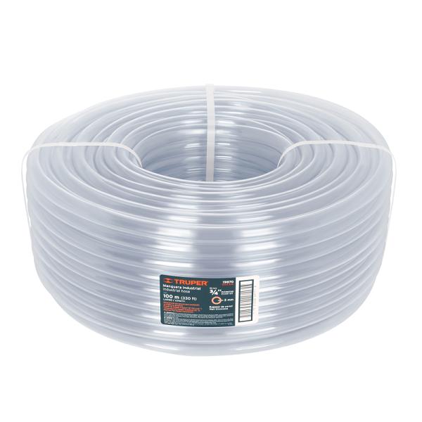 Manguera Industrial de PVC Transparente de 3/4" en Rollo de 100 m, Truper