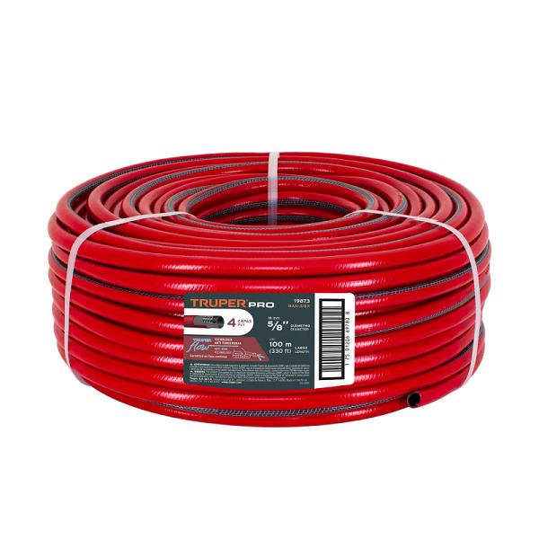 Manguera de Uso Rudo Truper de 5/8 Pulgadas, Rollo de 100 m (4 Capas)