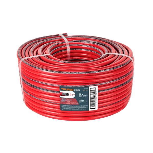 Manguera Truper de 1/2" de 4 Capas en Rollo de 100 m