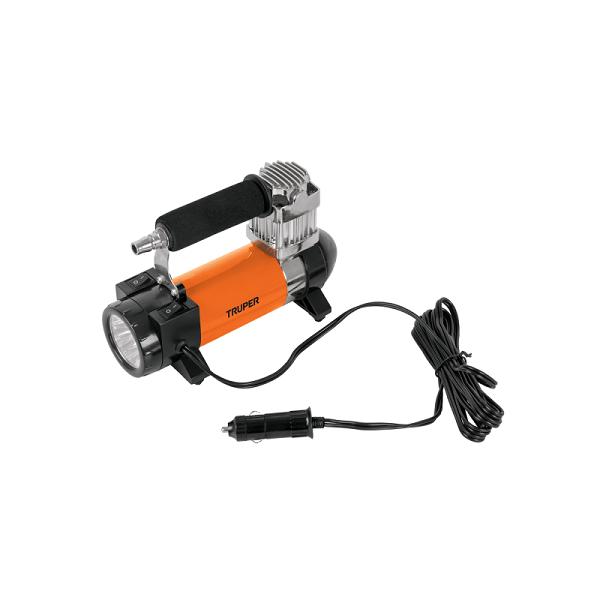 Inflador Portátil 12 V para Auto con Linterna LED, Truper