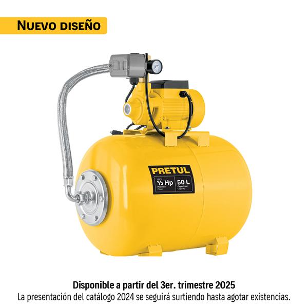 Equipo Hidroneumático de 50 Litros con Bomba Periférica de 1/2 HP, Pretul