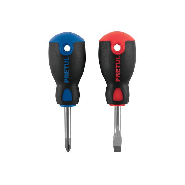 Dúo de Desarmadores de 1/4" x 1-1/2" con Mango Comfort Grip, Pretul
