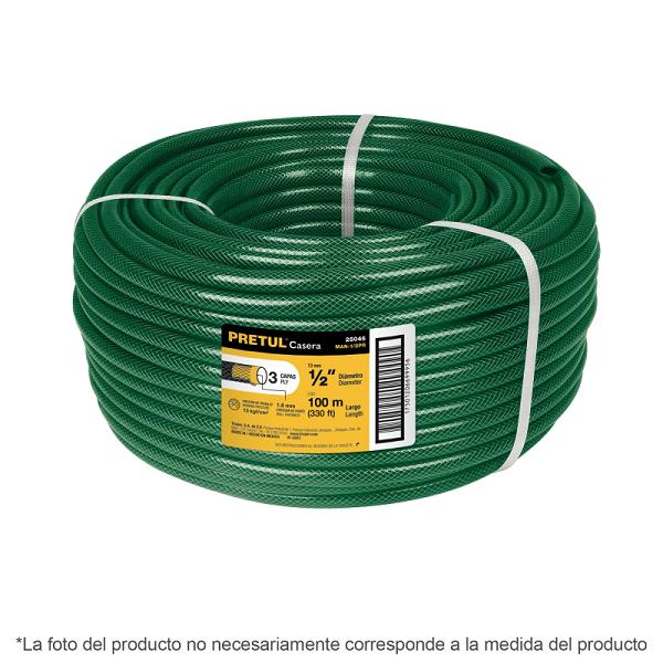 Manguera Reforzada Pretul de 3/4 Pulgadas, Rollo de 100 Metros