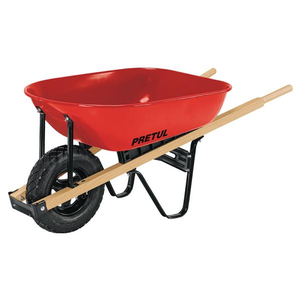Carretilla Neumática Pretul de 5.5 ft³ con Bastidores de Madera, Roja