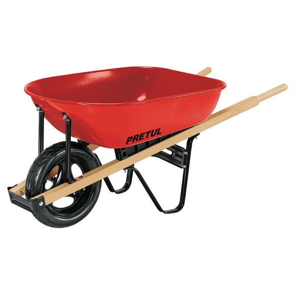 Carretilla Pretul de 5.5 ft³ con Llanta Imponchable y Bastidores de Madera