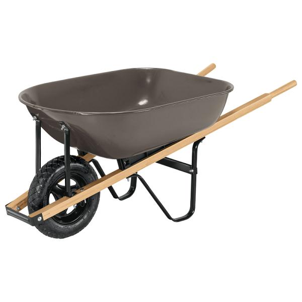 Carretilla Pretul de 5.5 ft³ Gris con Bastidores de Madera y Llanta Neumática