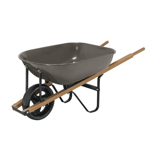 Carretilla Pretul de 5.5 ft³ Gris con Llanta Imponchable y Bastidores de Madera