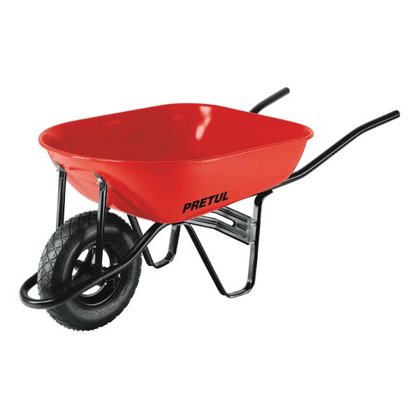 Carretilla Roja Pretul de 5.5 ft³ con Llanta Neumática y Bastidor Tubular
